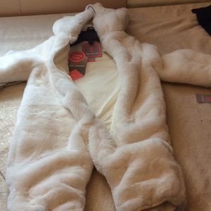 Ivory faux fur snow suit
